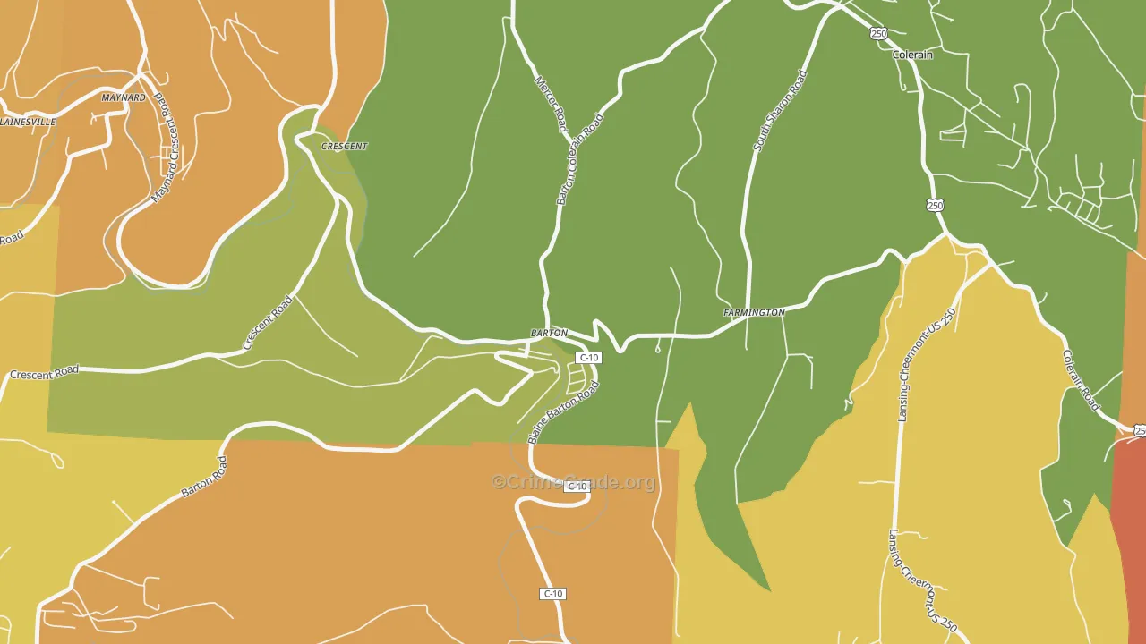 Barton, OH Map of Vandalism Rates