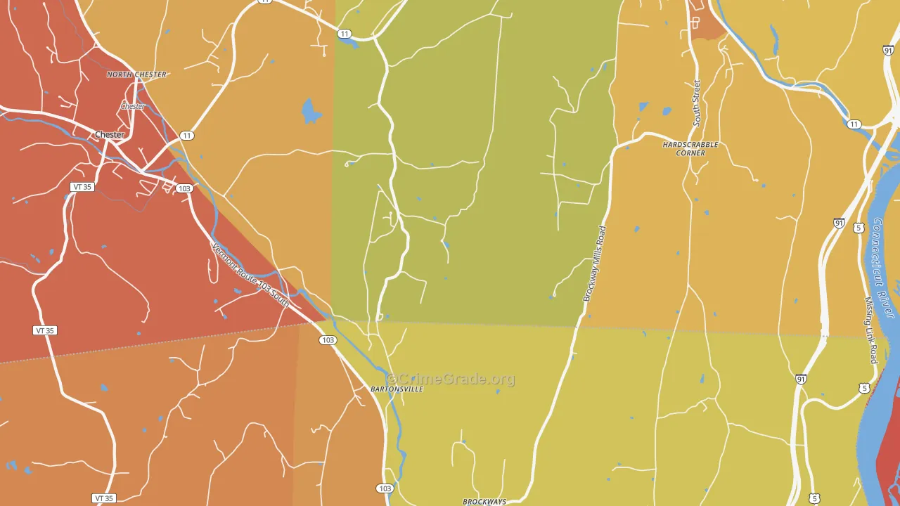 Bartonsville, VT Map of Vandalism Rates