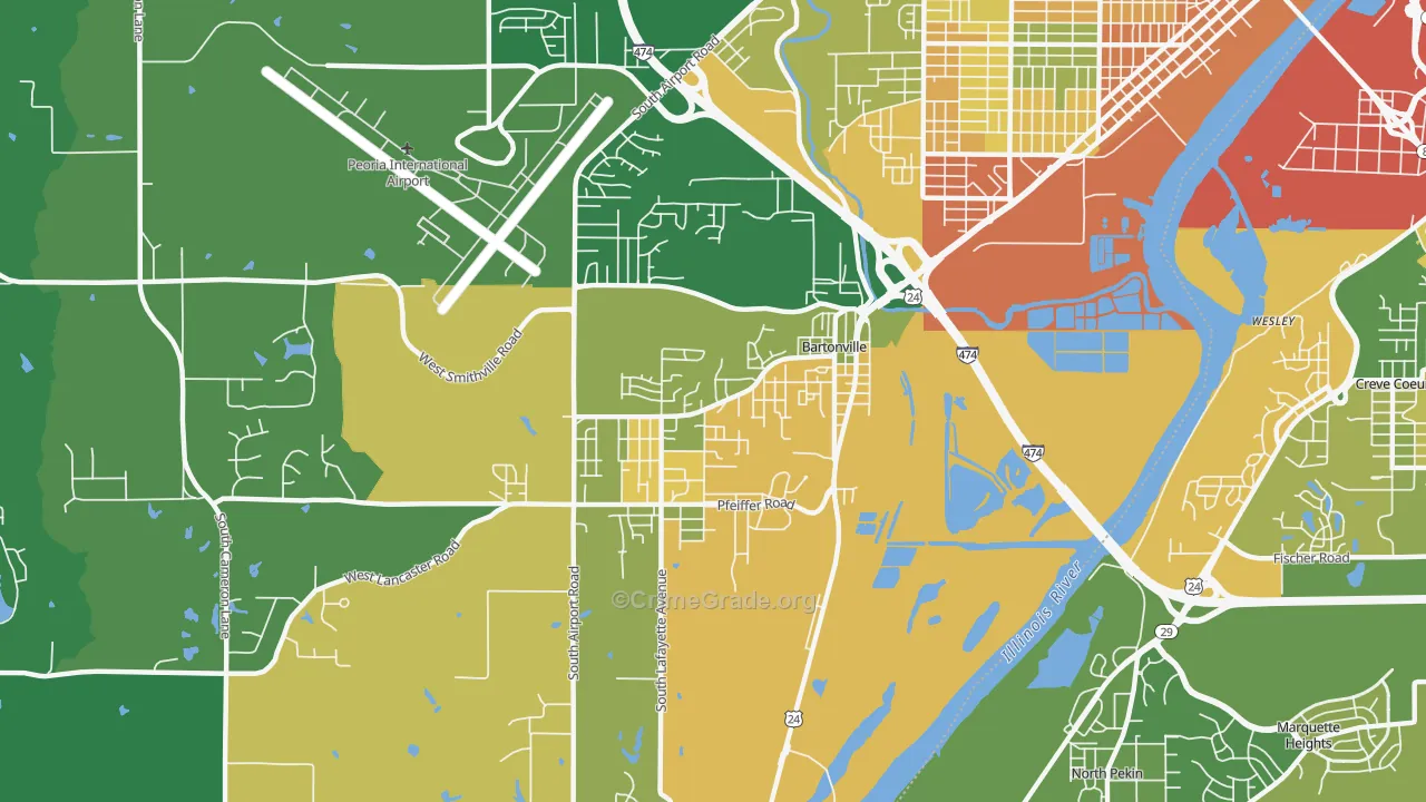 Bartonville, IL Map of Vandalism Rates