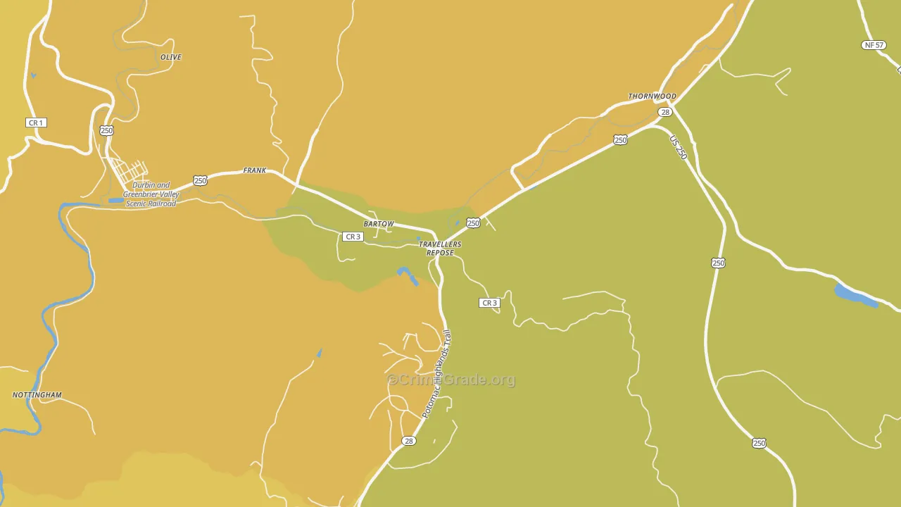 Bartow, WV Map of Vandalism Rates