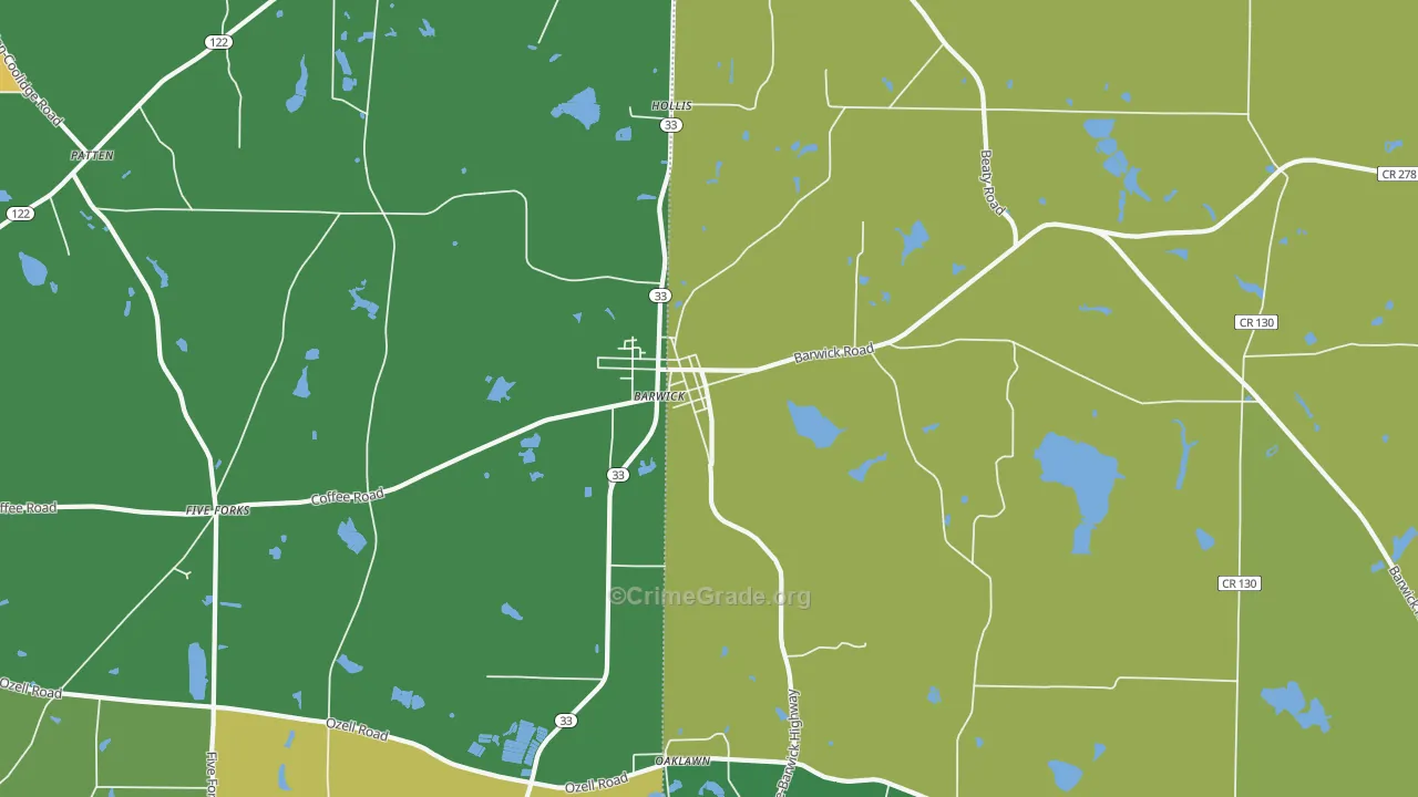 Barwick, GA Map of Vandalism Rates