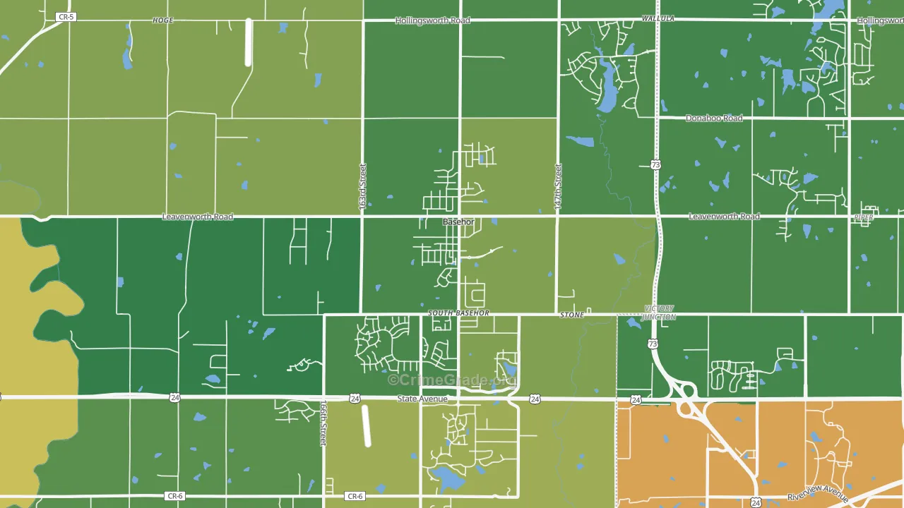 Basehor, KS Map of Vandalism Rates