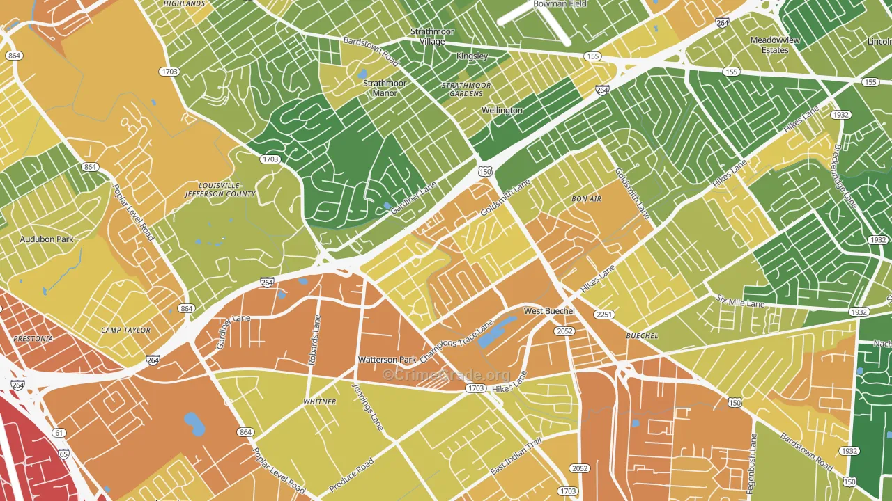 Bashford Manor, Louisville, KY Map of Vandalism Rates