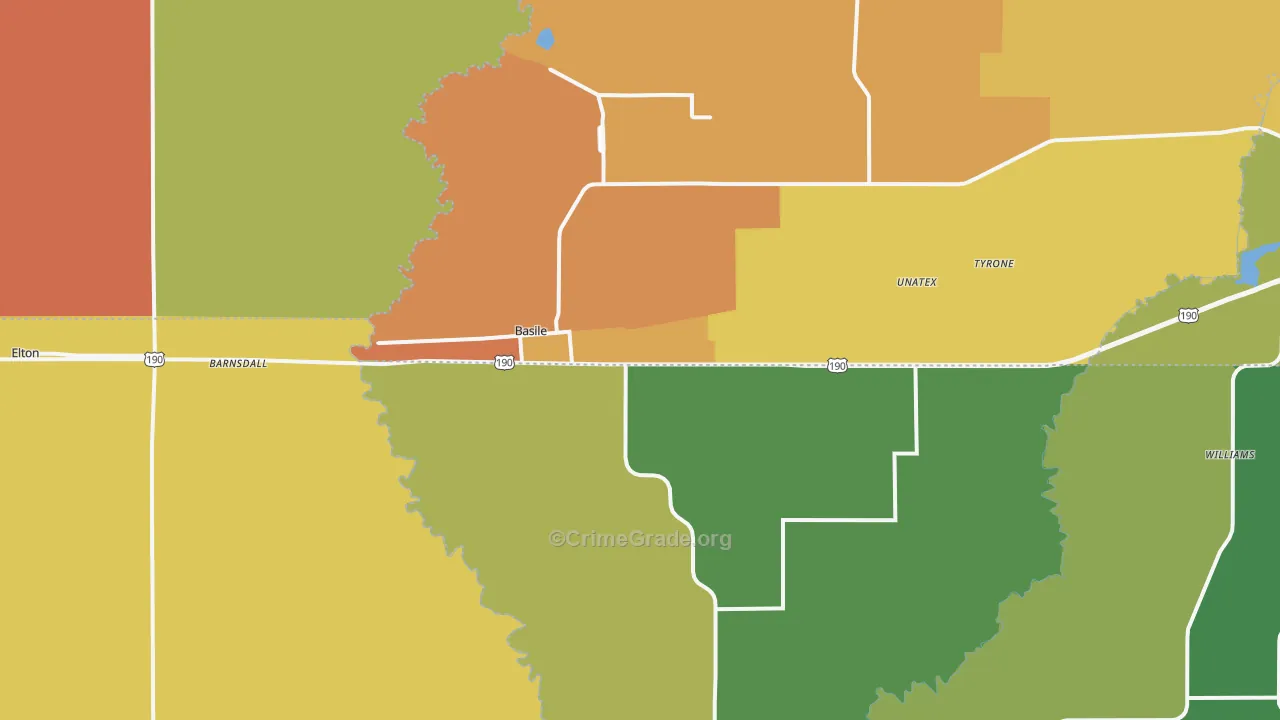 Basile, LA Map of Vandalism Rates
