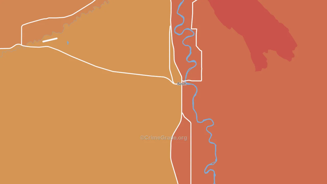 Basin, WY Map of Vandalism Rates
