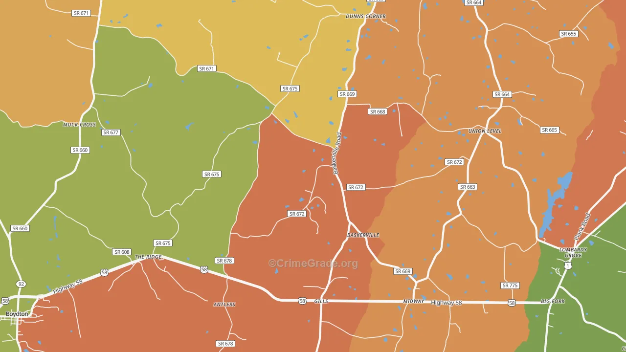 Baskerville, VA Map of Vandalism Rates