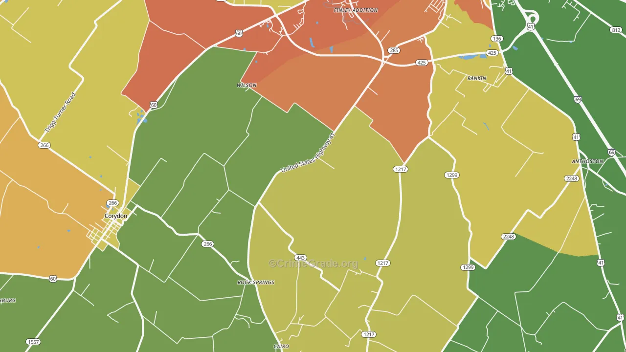 Baskett, KY Map of Vandalism Rates