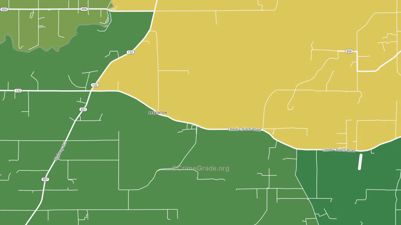 Baskinton, LA Map of Vandalism Rates