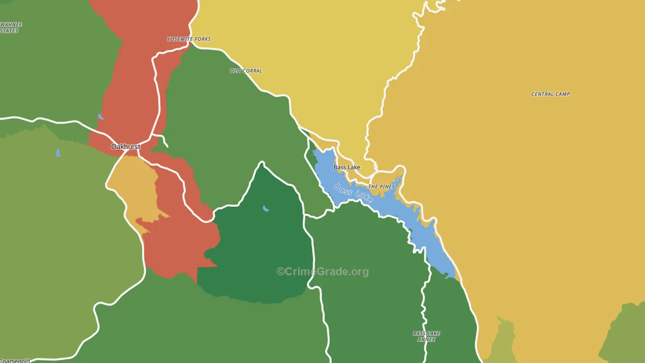 Bass Lake, CA Map of Vandalism Rates