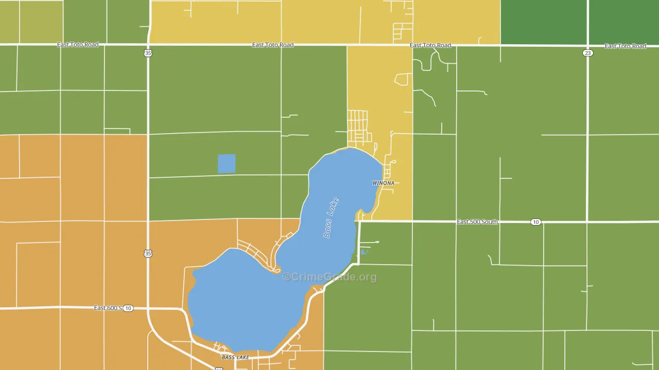 Bass Lake, IN Map of Vandalism Rates