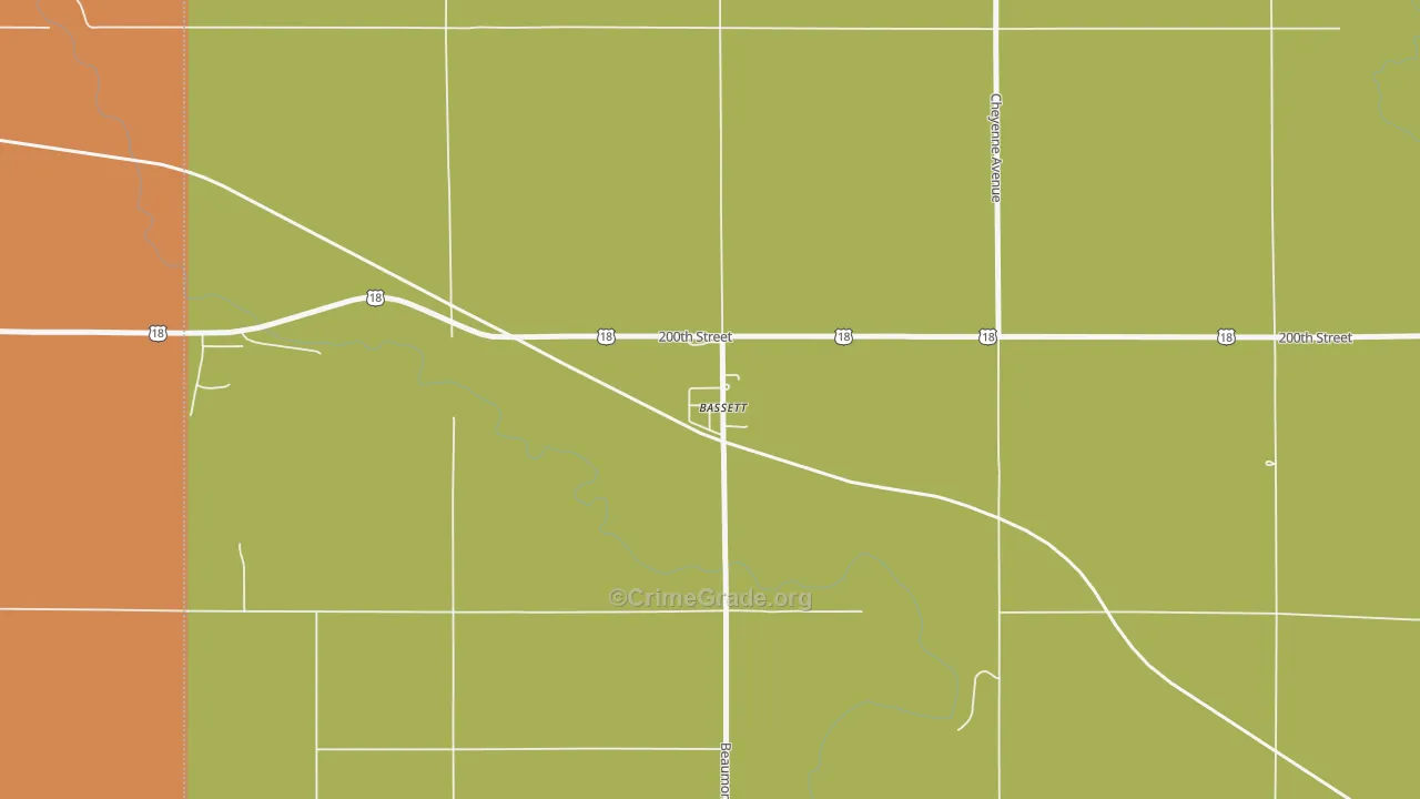 Bassett, IA Map of Vandalism Rates