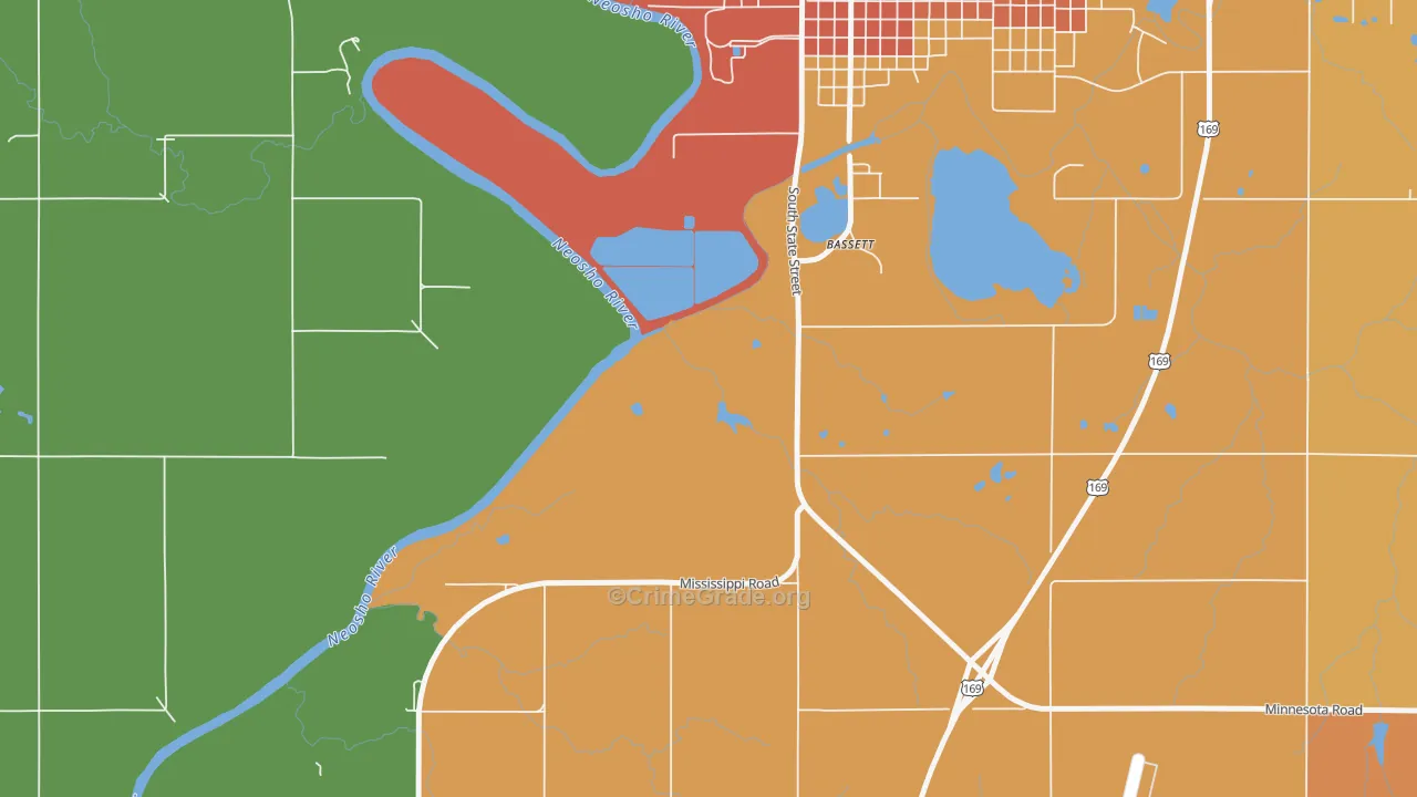 Bassett, KS Map of Vandalism Rates
