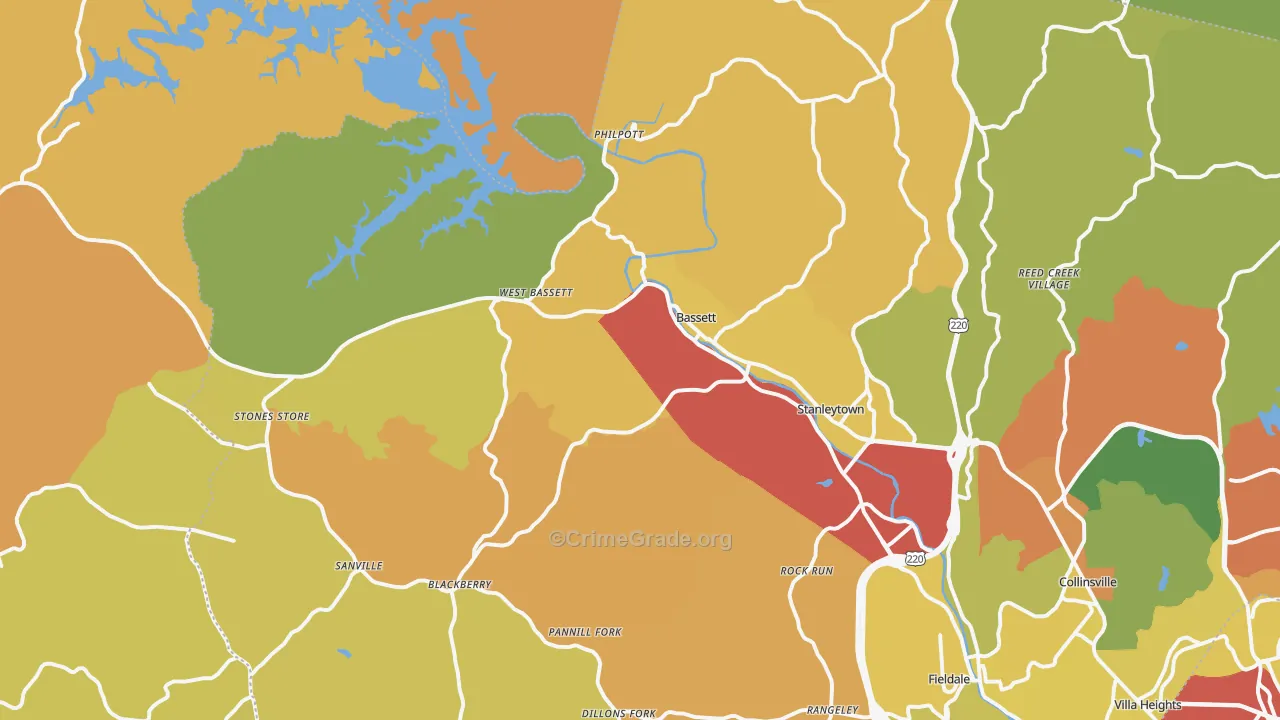 Bassett, VA Map of Vandalism Rates