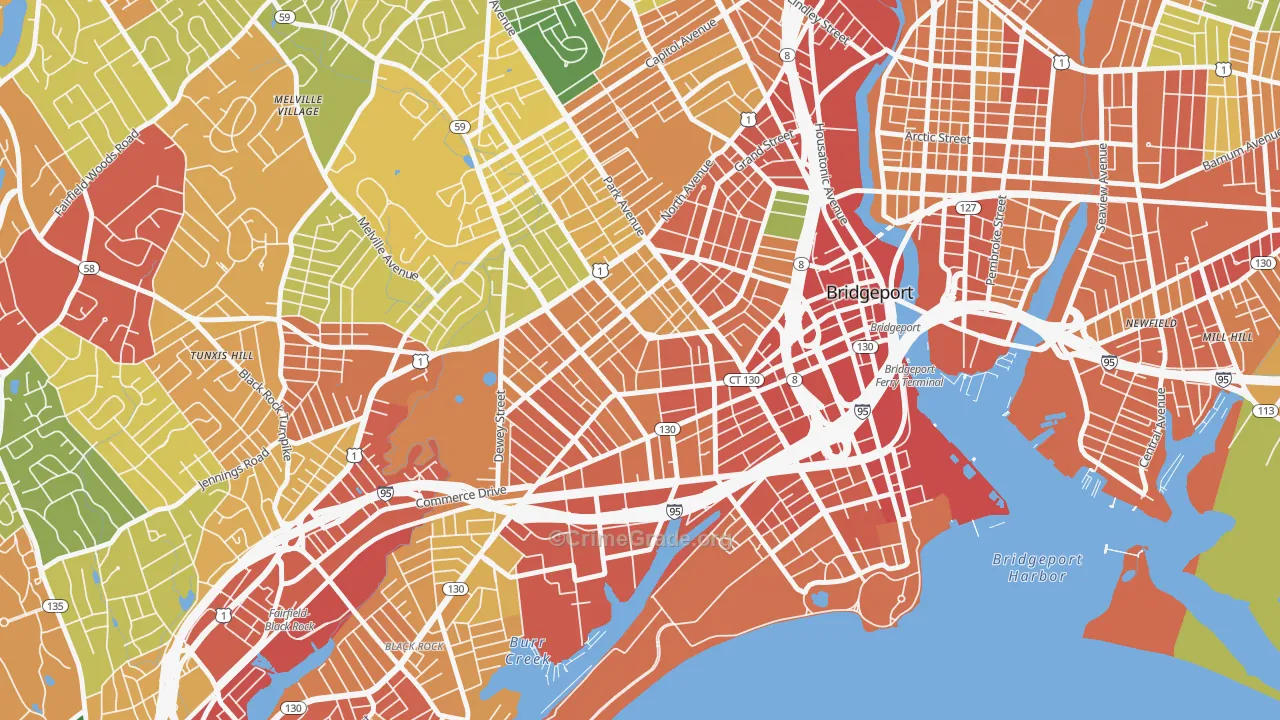 Bassickville Historic District, Bridgeport, CT Map of Vandalism Rates