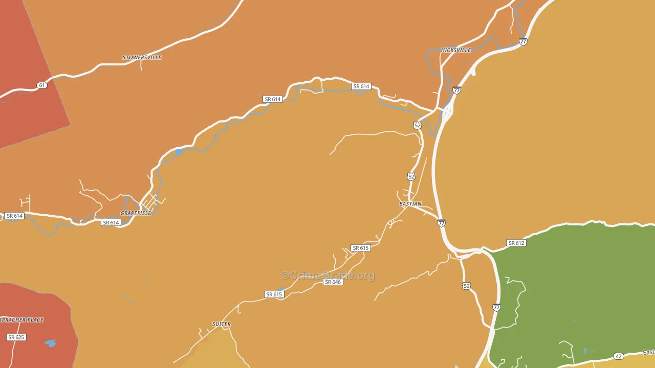 Bastian, VA Map of Vandalism Rates