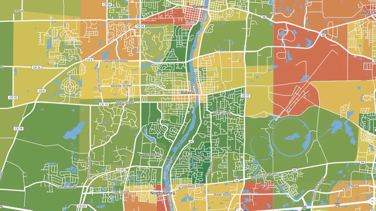 Batavia, IL Map of Vandalism Rates