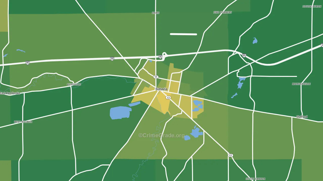 Batavia, NY Map of Vandalism Rates