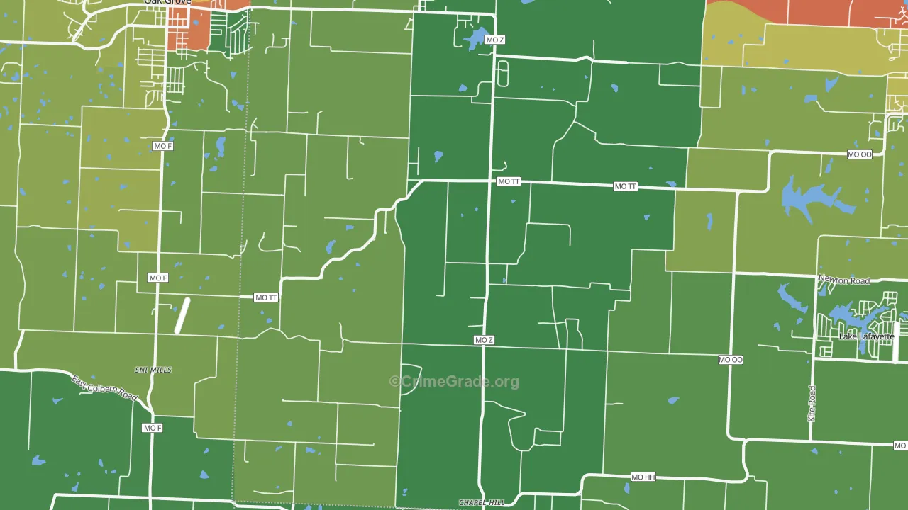 Bates City, MO Map of Vandalism Rates