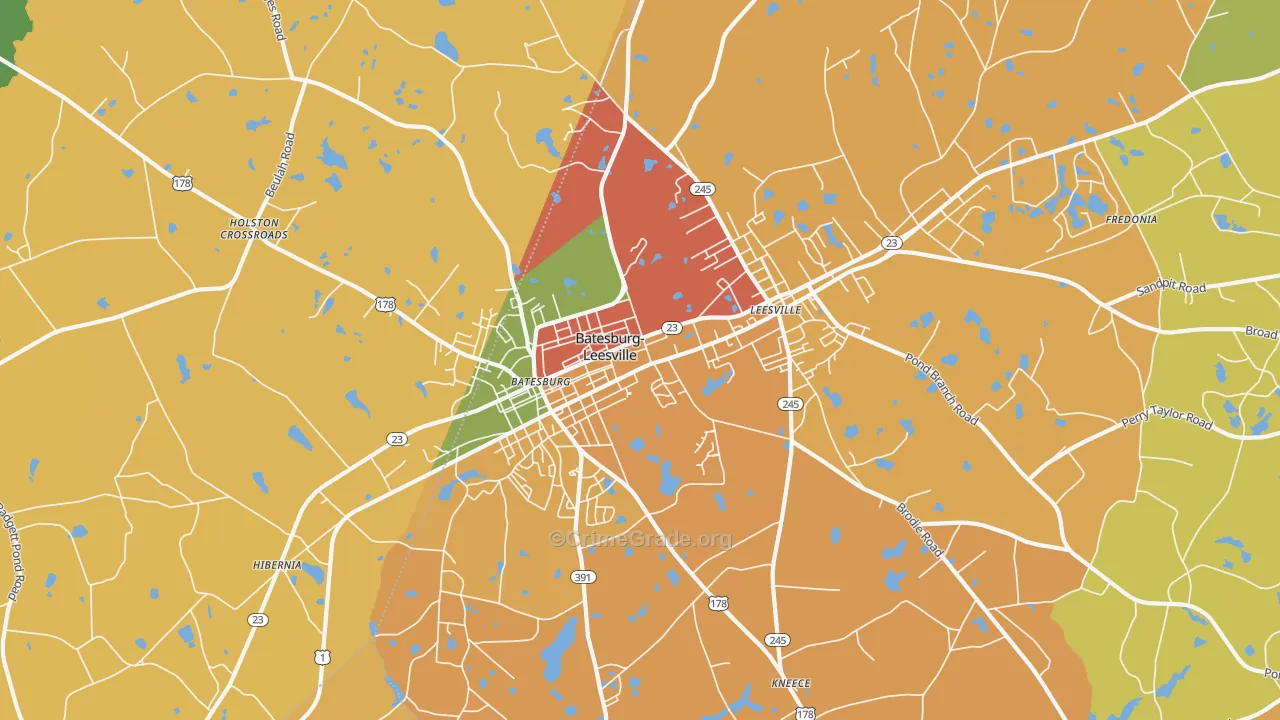 Batesburg-Leesville, SC Map of Vandalism Rates