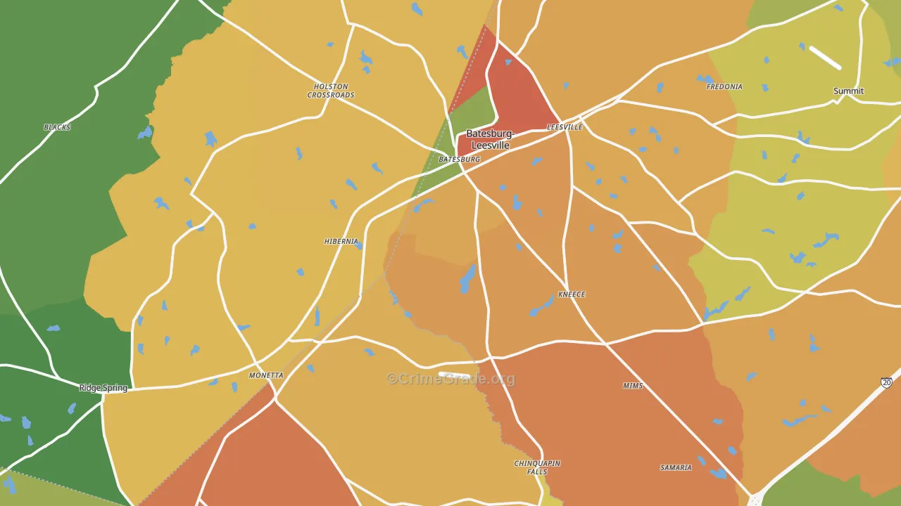 Batesburg, SC Map of Vandalism Rates