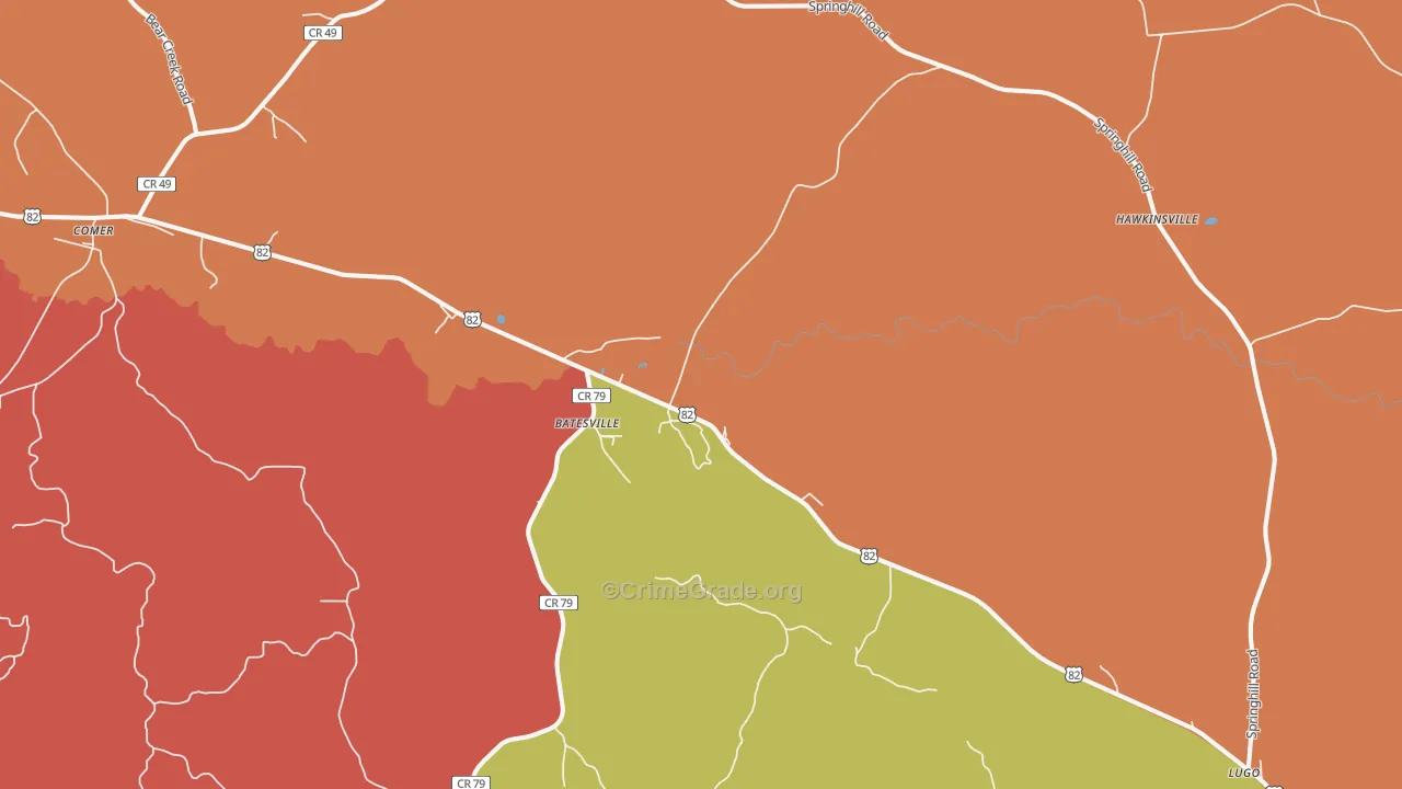 Batesville, AL Map of Vandalism Rates