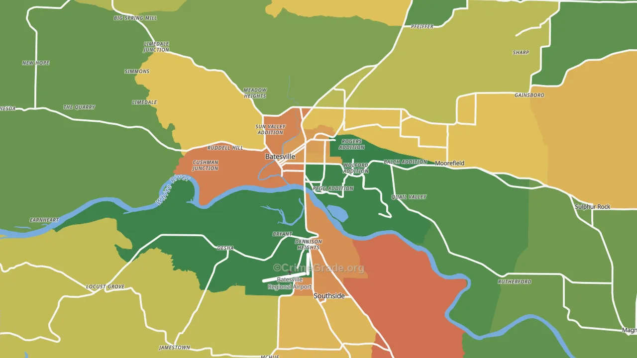Batesville, AR Map of Vandalism Rates
