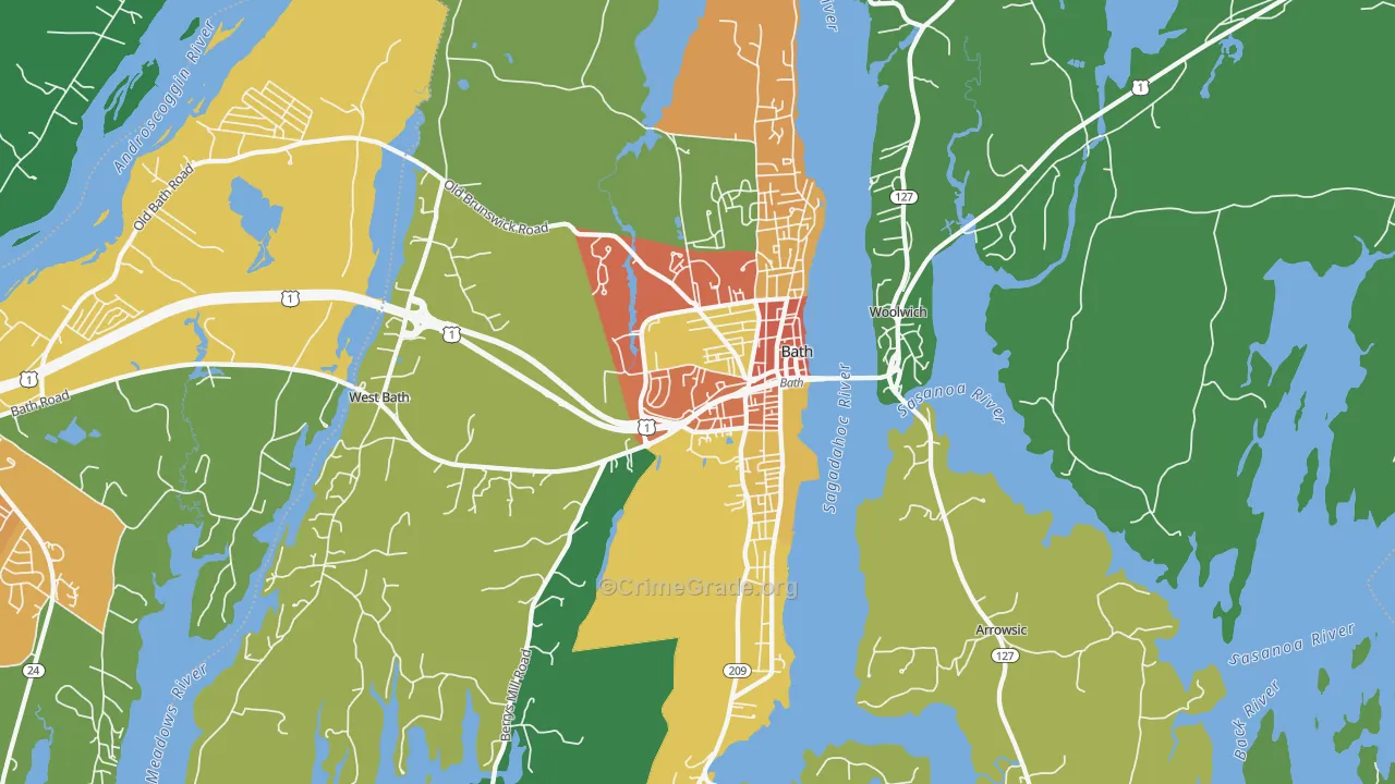 Bath, ME Map of Vandalism Rates