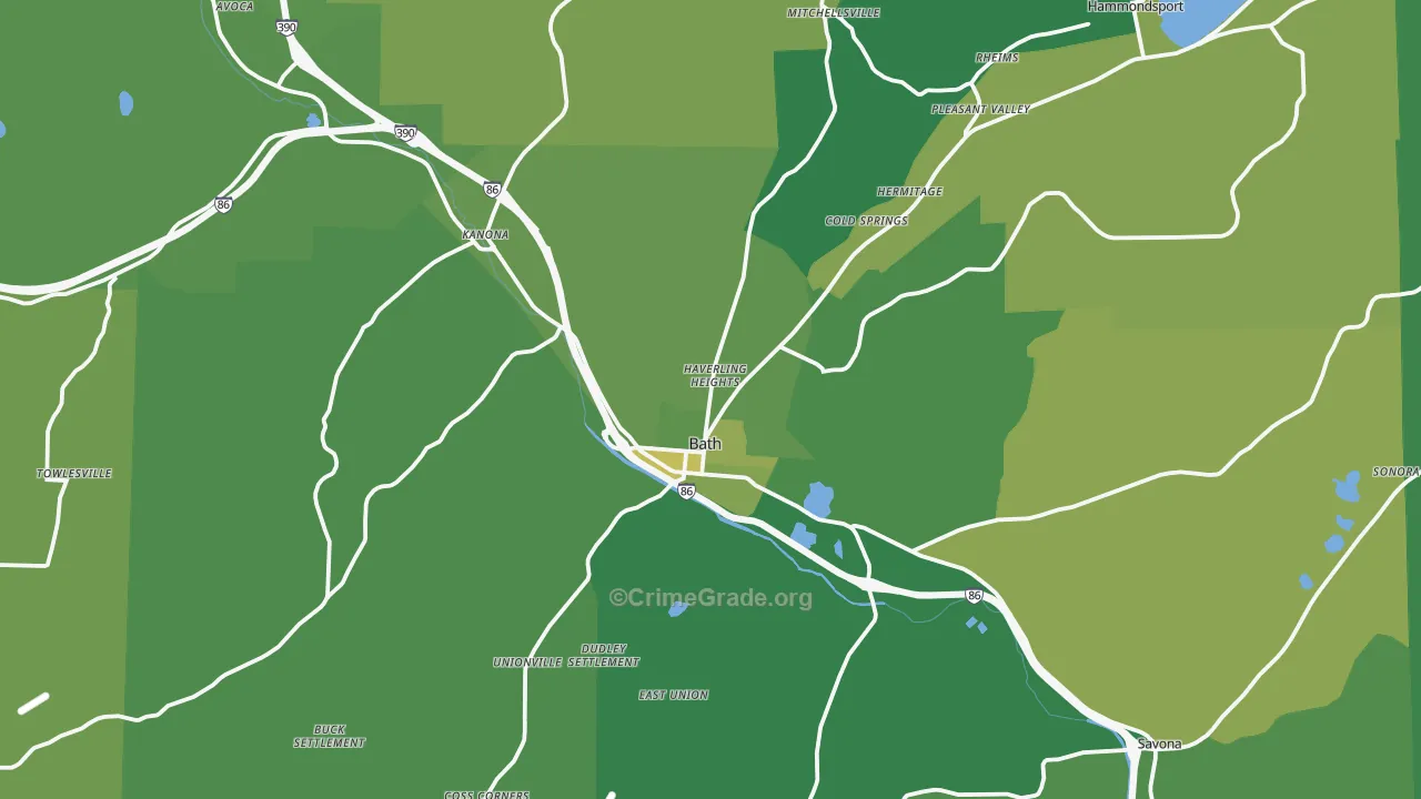 Bath, NY Map of Vandalism Rates