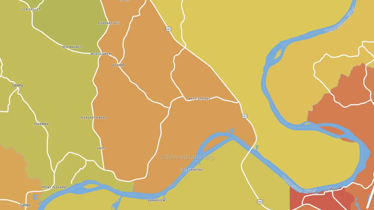 Bath Springs, TN Map of Vandalism Rates