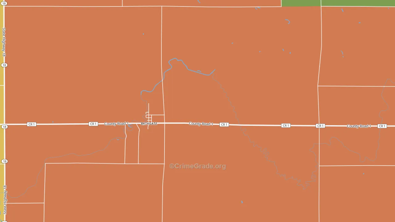 Bathgate, ND Map of Vandalism Rates