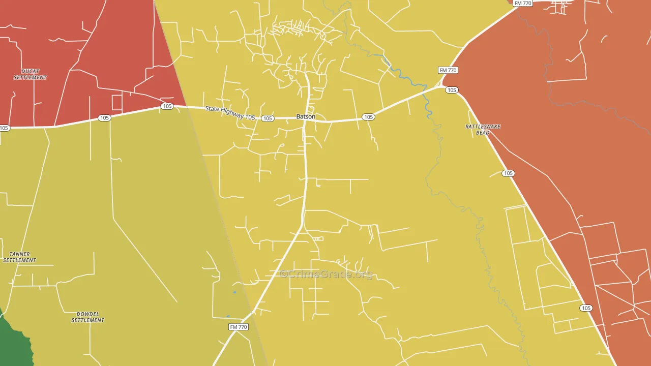 Batson, TX Map of Vandalism Rates