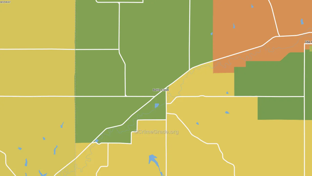 Battle Creek, IA Map of Vandalism Rates