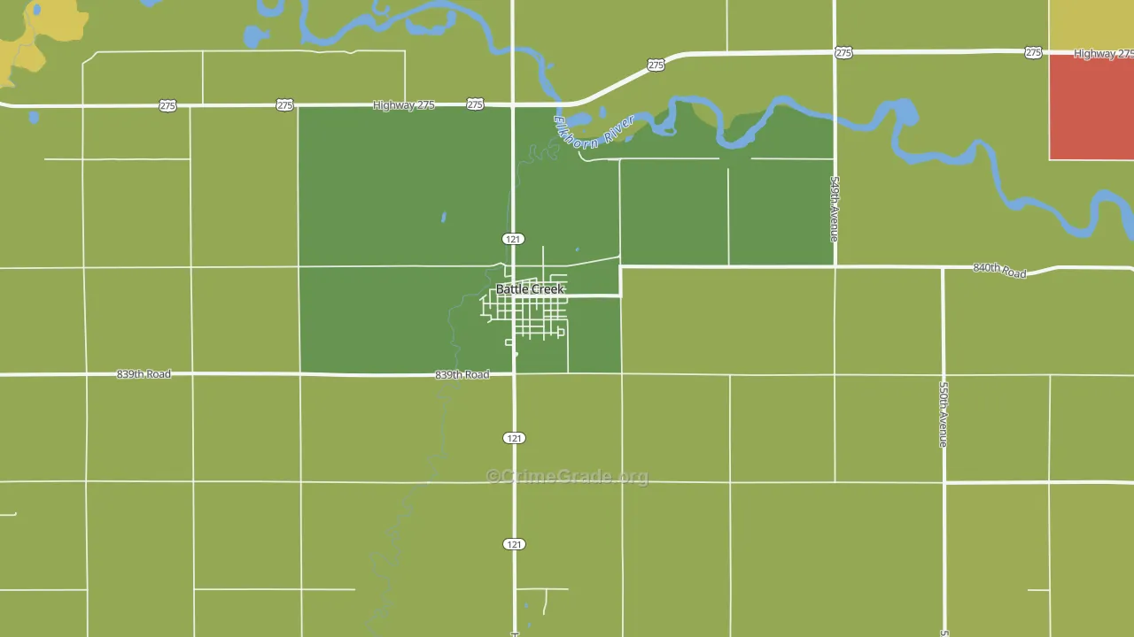 Battle Creek, NE Map of Vandalism Rates