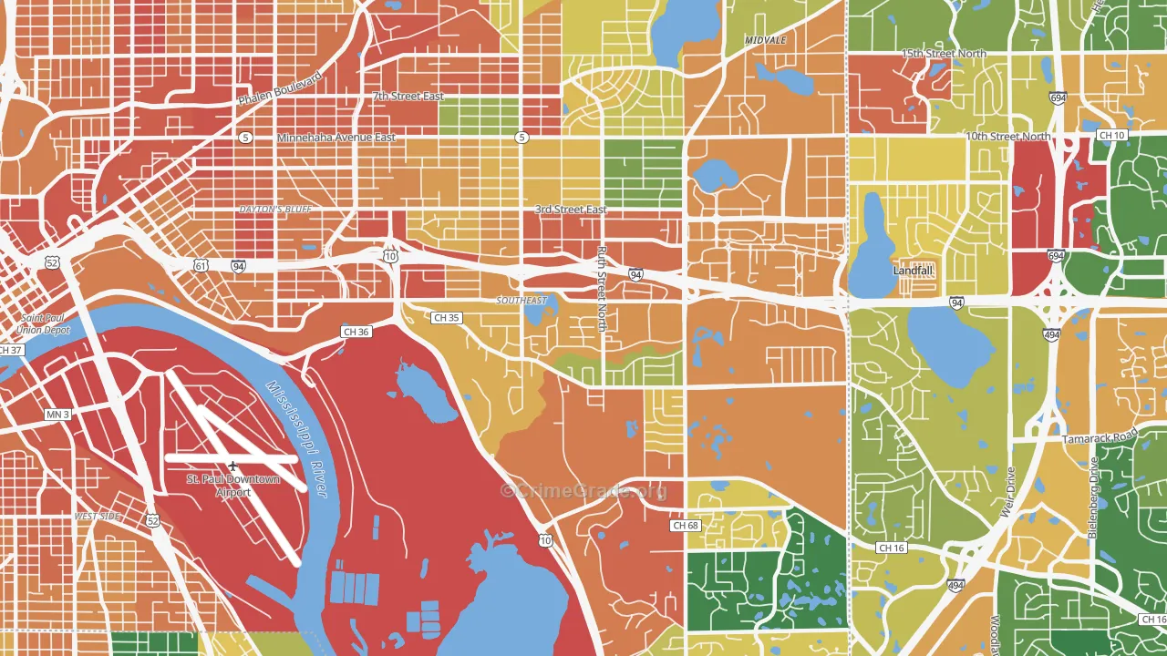 Battle Creek, St. Paul, MN Map of Vandalism Rates