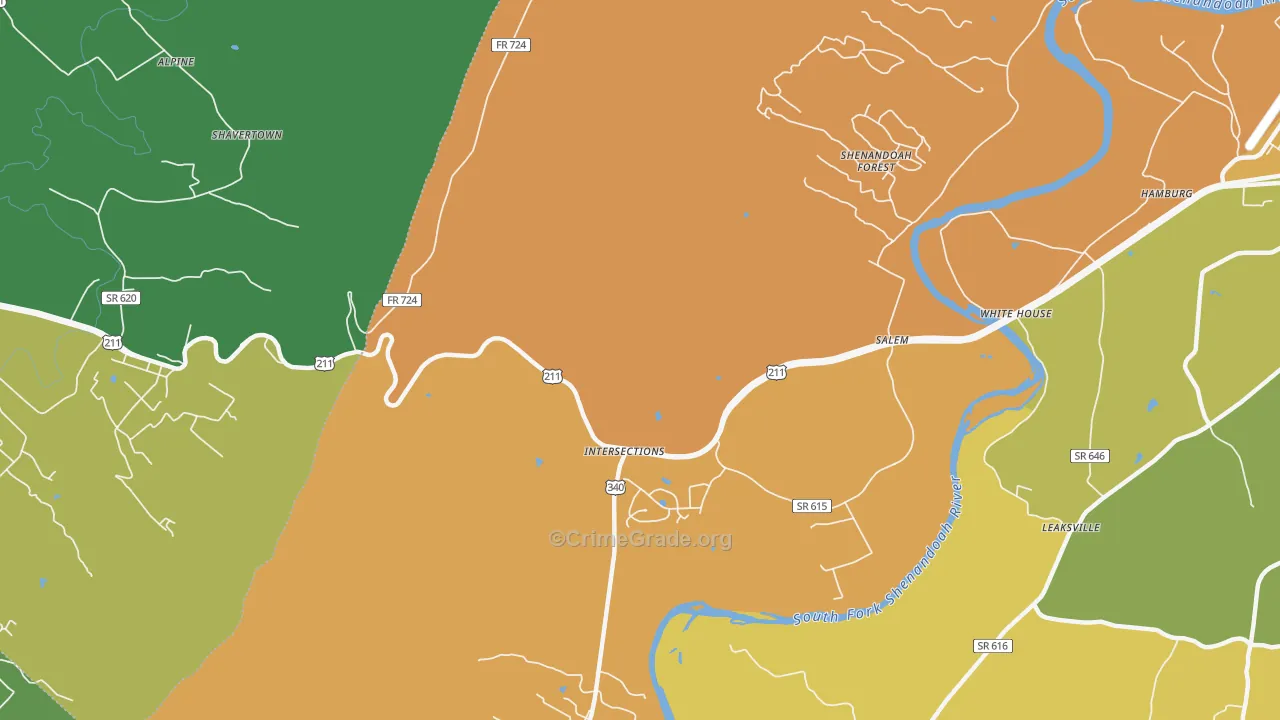 Battle Creek, VA Map of Vandalism Rates