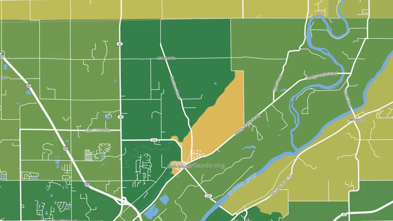 Battle Ground, IN Map of Vandalism Rates