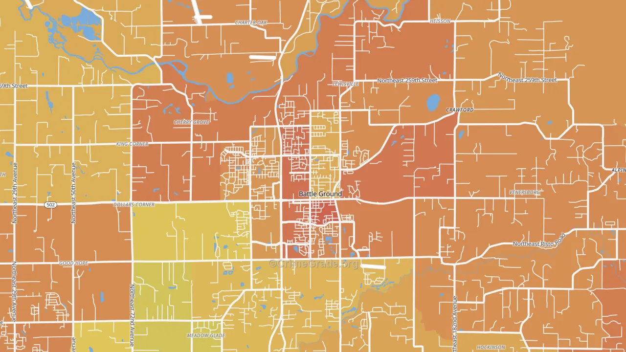 Battle Ground, WA Map of Vandalism Rates