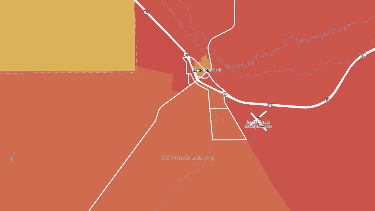 Battle Mountain, NV Map of Vandalism Rates