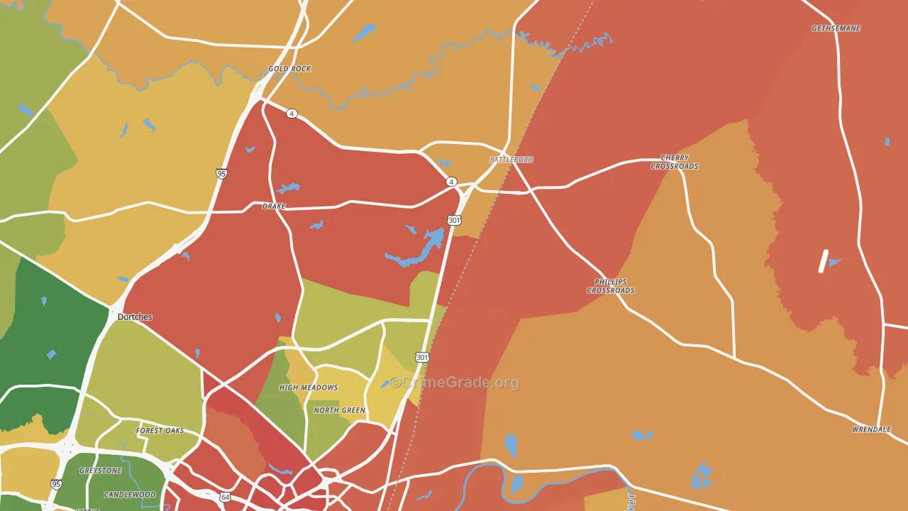 Battleboro, NC Map of Vandalism Rates