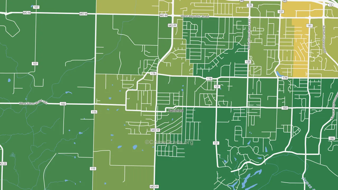Battlefield, MO Map of Vandalism Rates