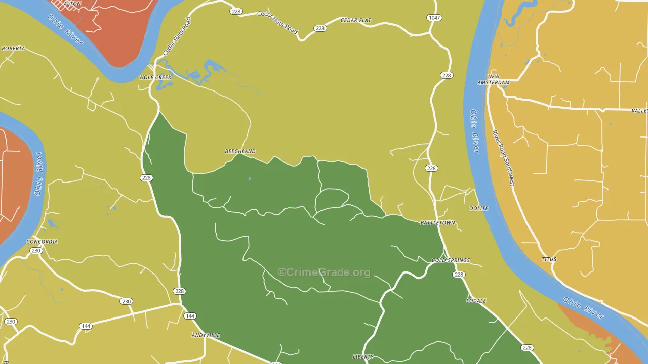 Battletown, KY Map of Vandalism Rates