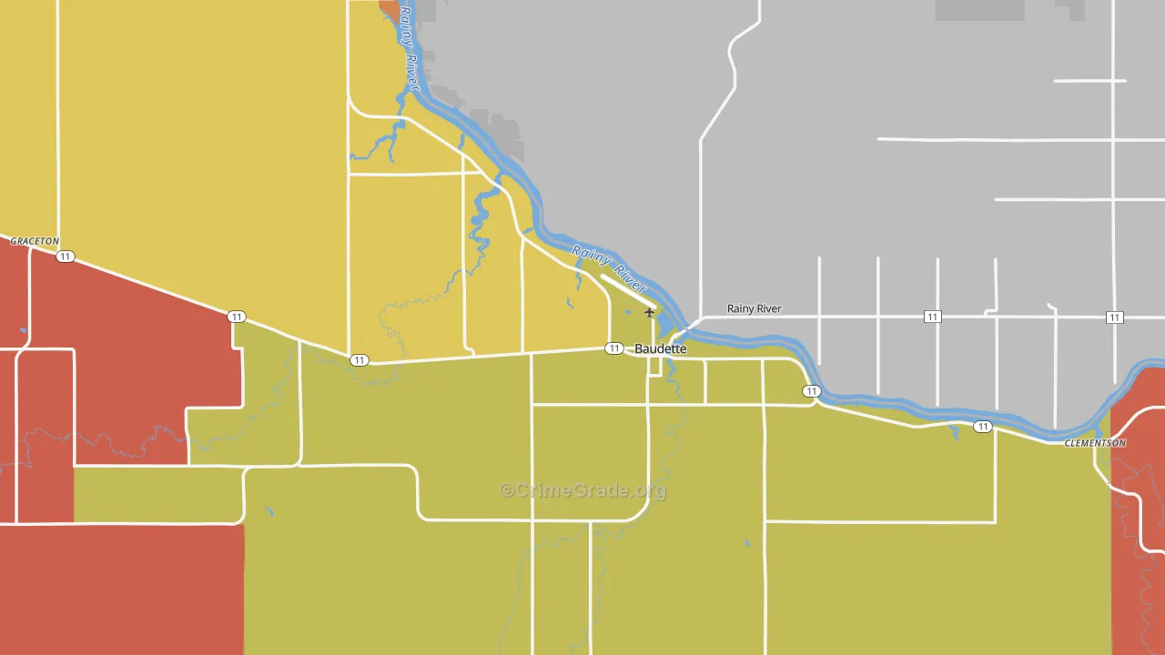 Baudette, MN Map of Vandalism Rates