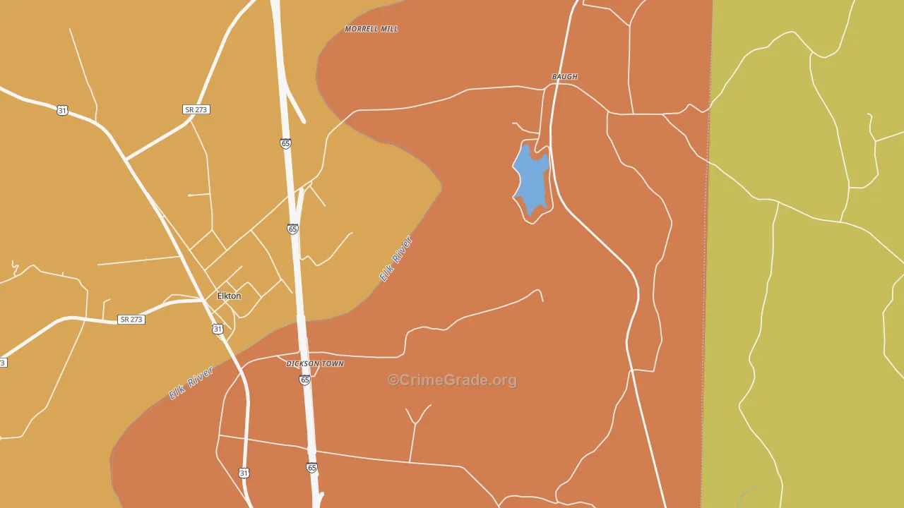 Baugh, TN Map of Vandalism Rates
