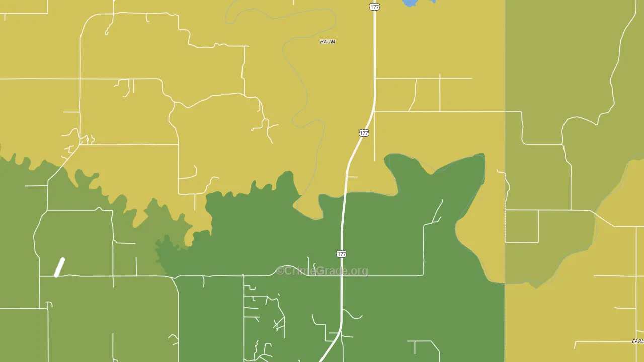 Baum, OK Map of Vandalism Rates
