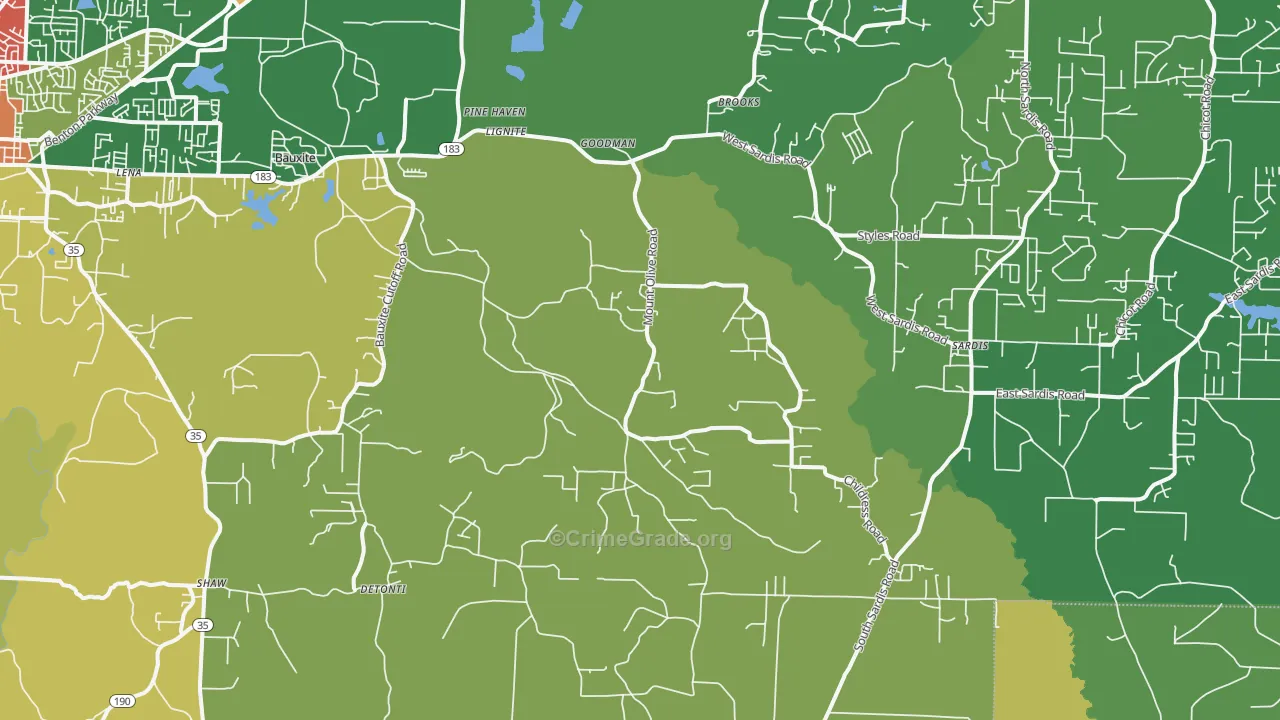 Bauxite, AR Map of Vandalism Rates
