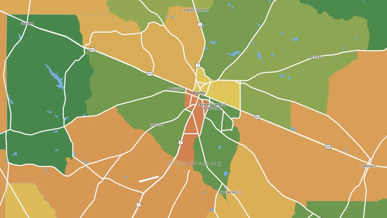 Baxley, GA Map of Vandalism Rates