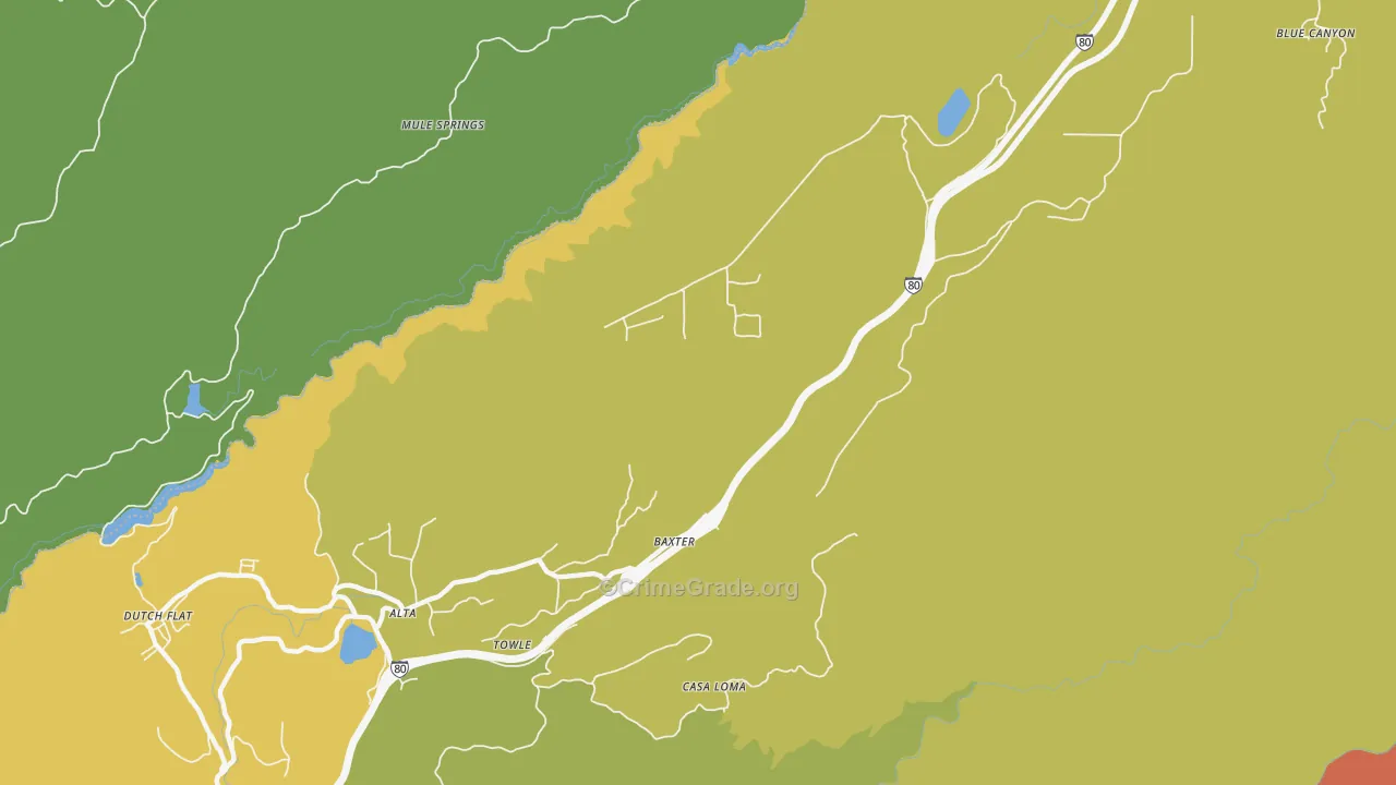 Baxter, CA Map of Vandalism Rates