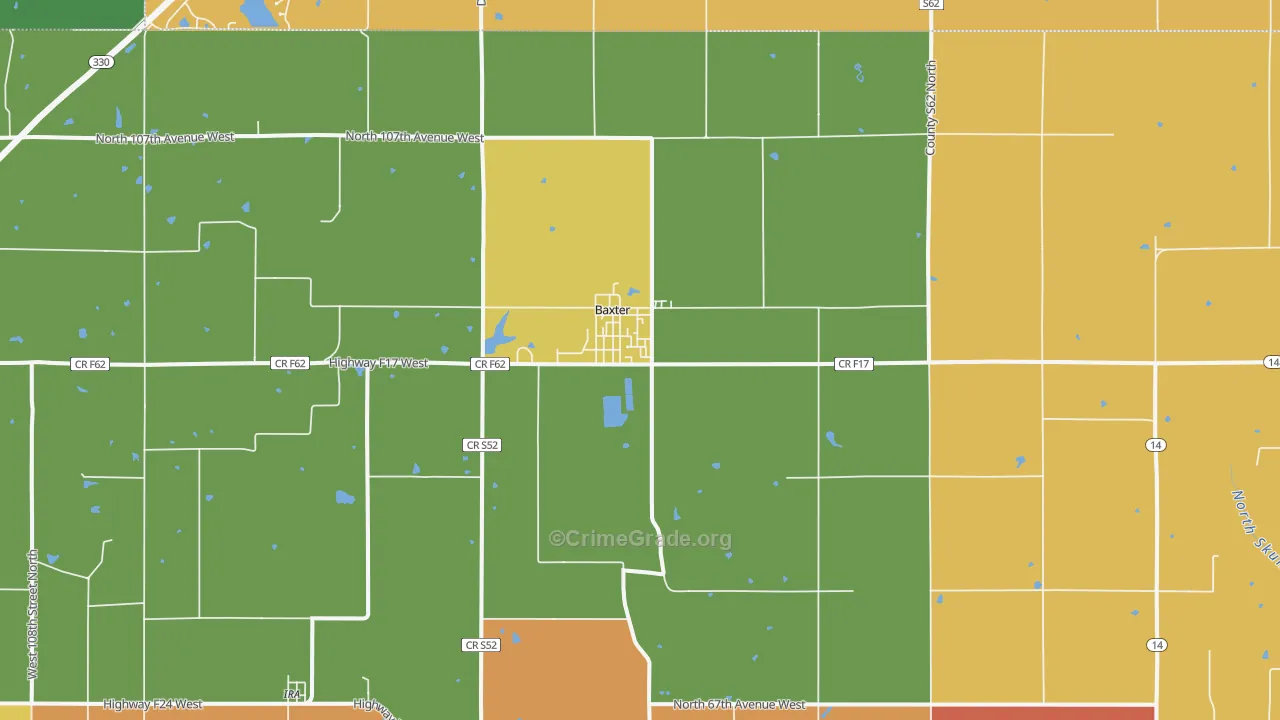 Baxter, IA Map of Vandalism Rates