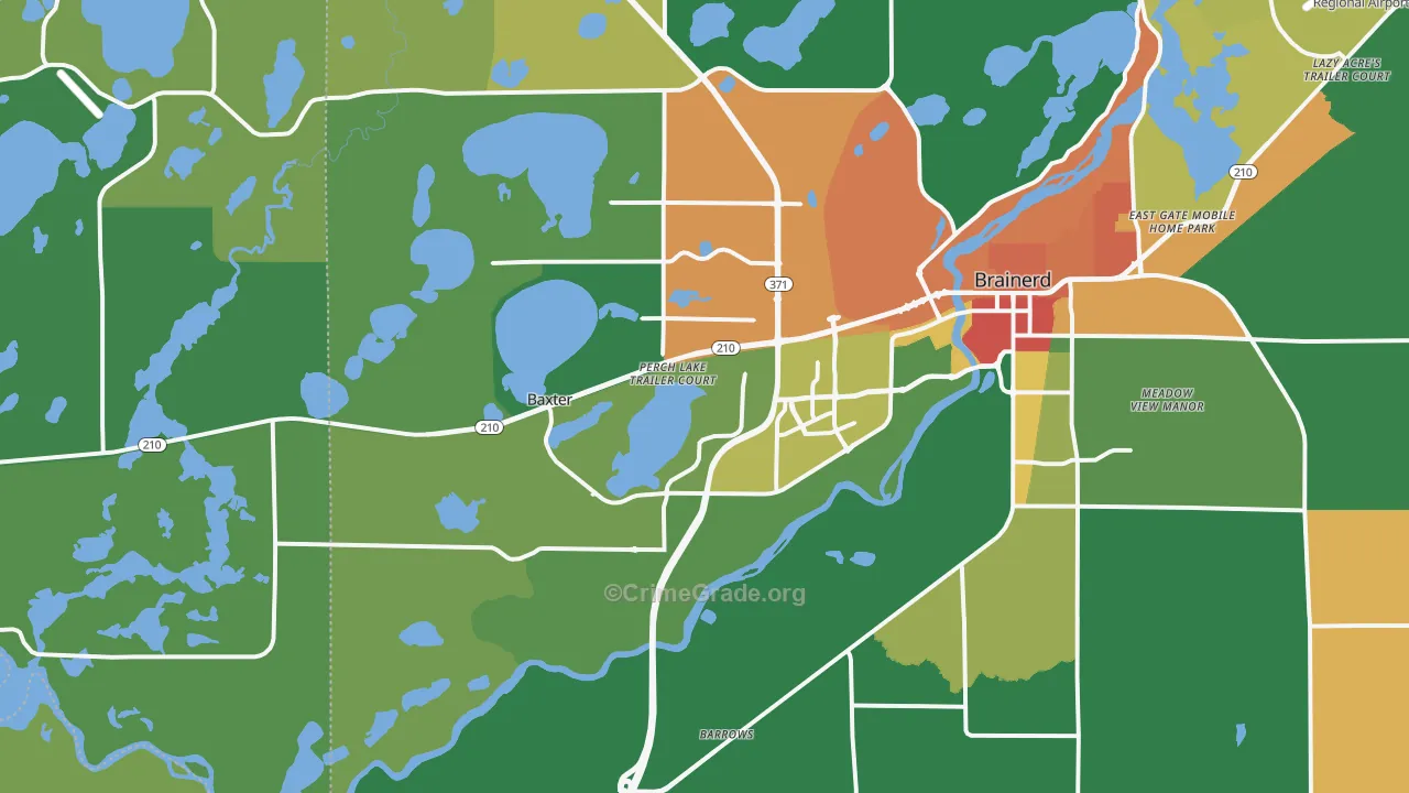 Baxter, MN Map of Vandalism Rates