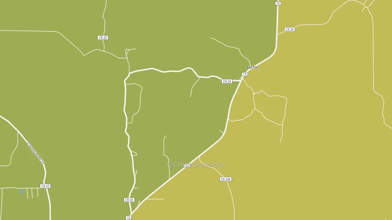 Baxter, MS Map of Vandalism Rates
